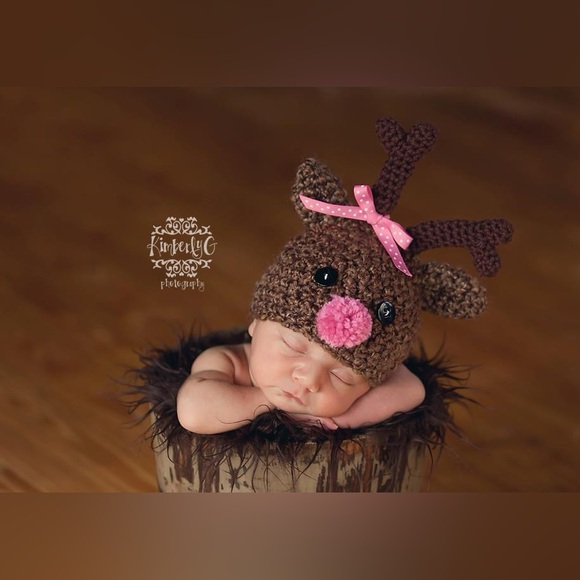 Rudolph the Reindeer newborn photography hat/pro - Picture 2 of 4